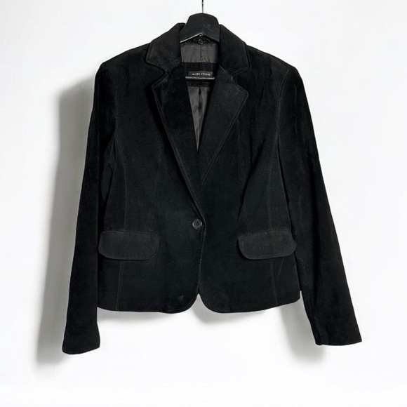 Vintage black suede leather blazer jacket - Picture 6 of 8